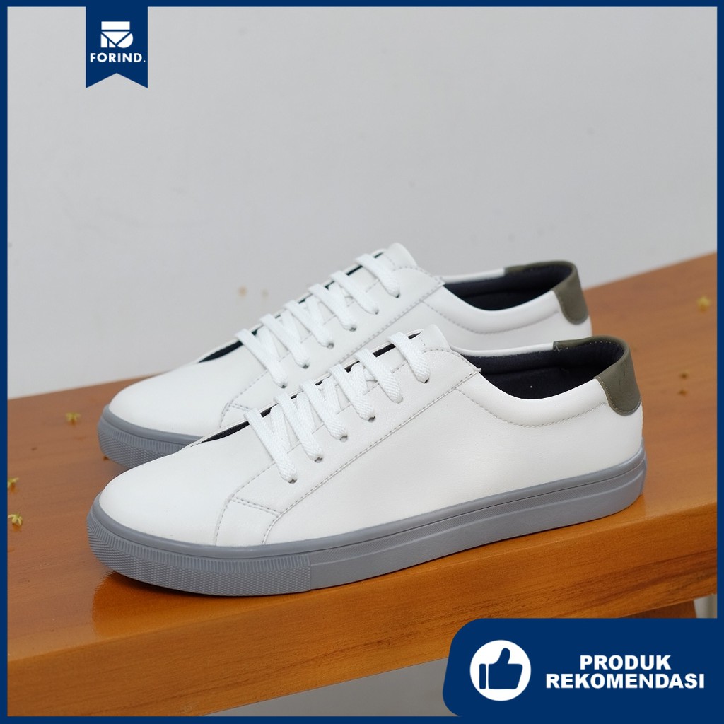 Senna White Grey | Sneakers Casual Sepatu Putih Abu Polos Ori Pria Cowok Sneaker | Oxwalker x FORIND