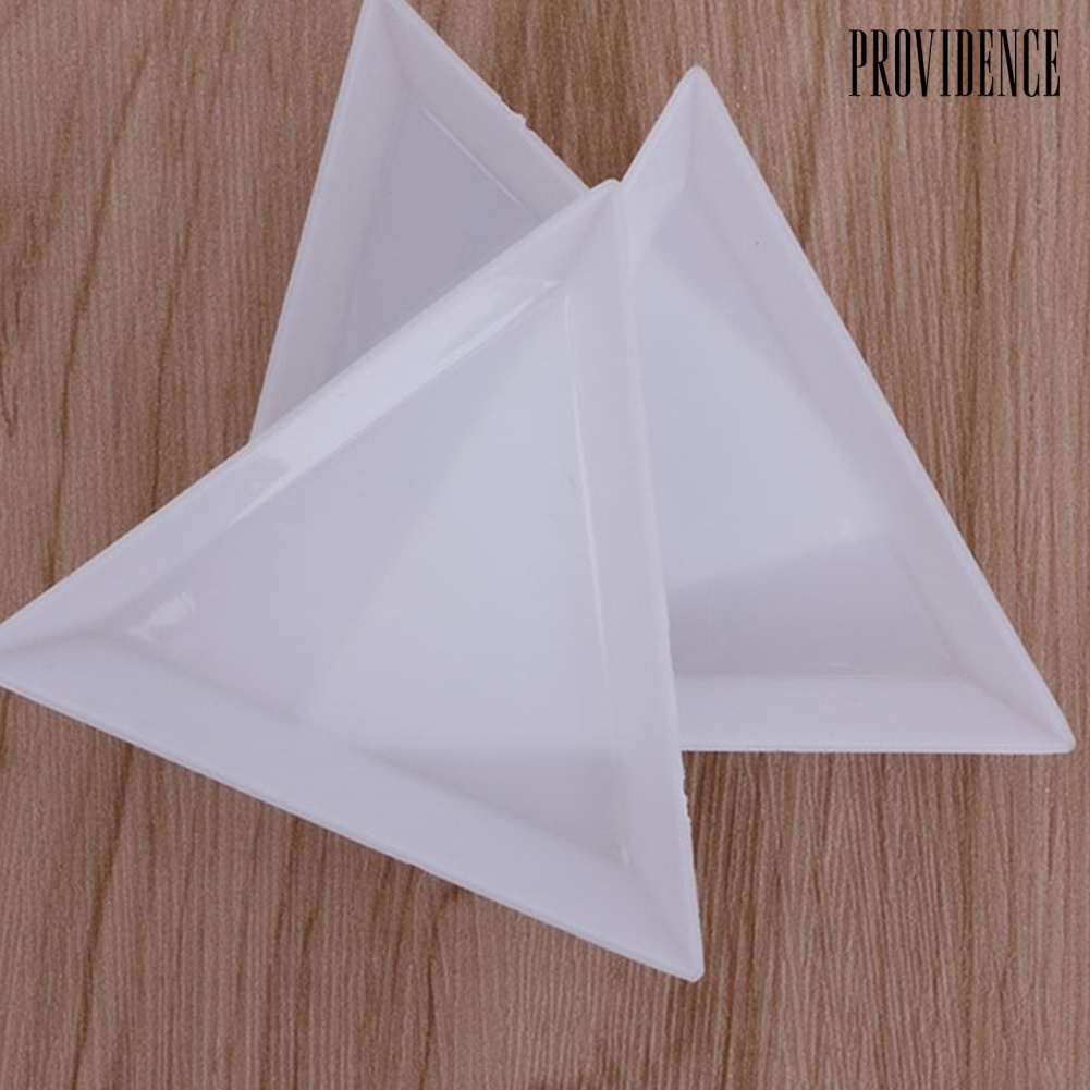 Providence 10pcs / Set Palet Plastik Bentuk Segitiga Untuk Menyortir Manik-Manik / Berlian Imitasi Nail Art Diy