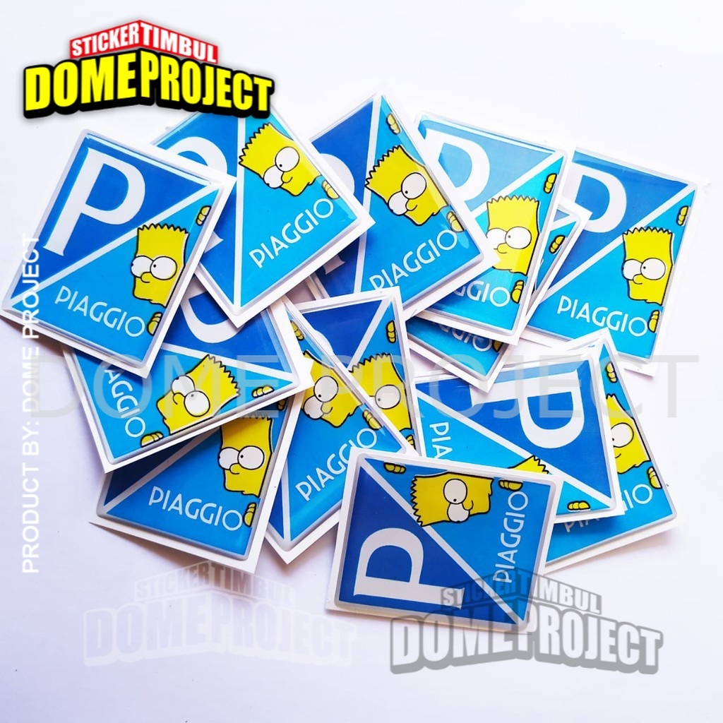 EMBLEM DASI VESPA PIAGGIO BART SIMPSON  BIRU STIKER RESIN LENTUR STIKER BODY MOTOR AKSESORIES VESPA