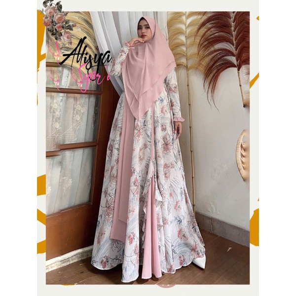 GAMIS SYAR.I ARORA  & PRINTING BY Fajar collection Ceruty bebydoll Full Furing Aiget