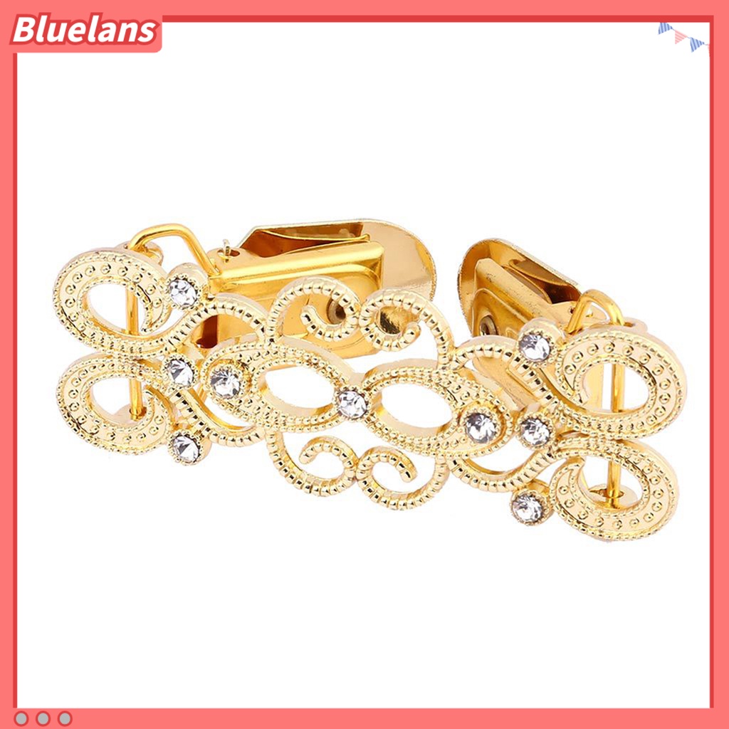 Bluelans Collar Clip Stylish Lightweight Zinc Alloy Rhinestone Inlaid Hollow Floral Cardigan Collar Clip Party Dating