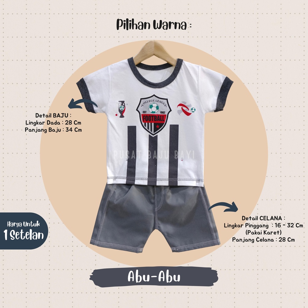 Setelan Baju Bayi Pendek 3 - 12 Bulan merk DONT STOP motif FOOTBALL