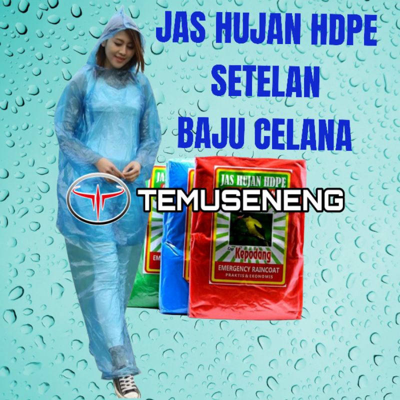 Jas Hujan Hdpe Baju Celana Setelan Mantel Plastik Raincoat Tebal Murah Jas Hujan Dewasa Jas Hujan Motor