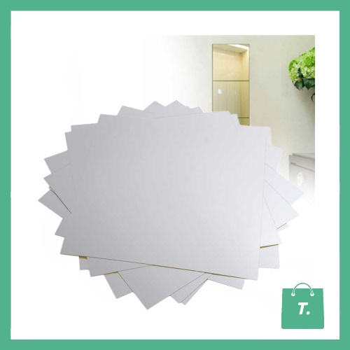 WALLPAPER DINDING KAMAR DEKORASI 3D MODEL SQUARE MIRROR 9PCS - TGIY670H1