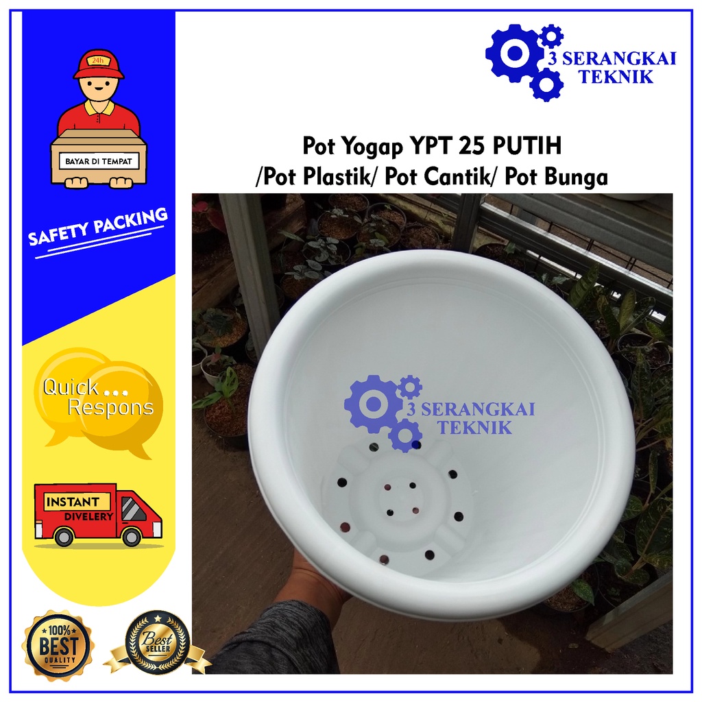 Pot Yogap YPT 25 PUTIH/ Pot Plastik/ Pot Cantik/ Pot Bunga