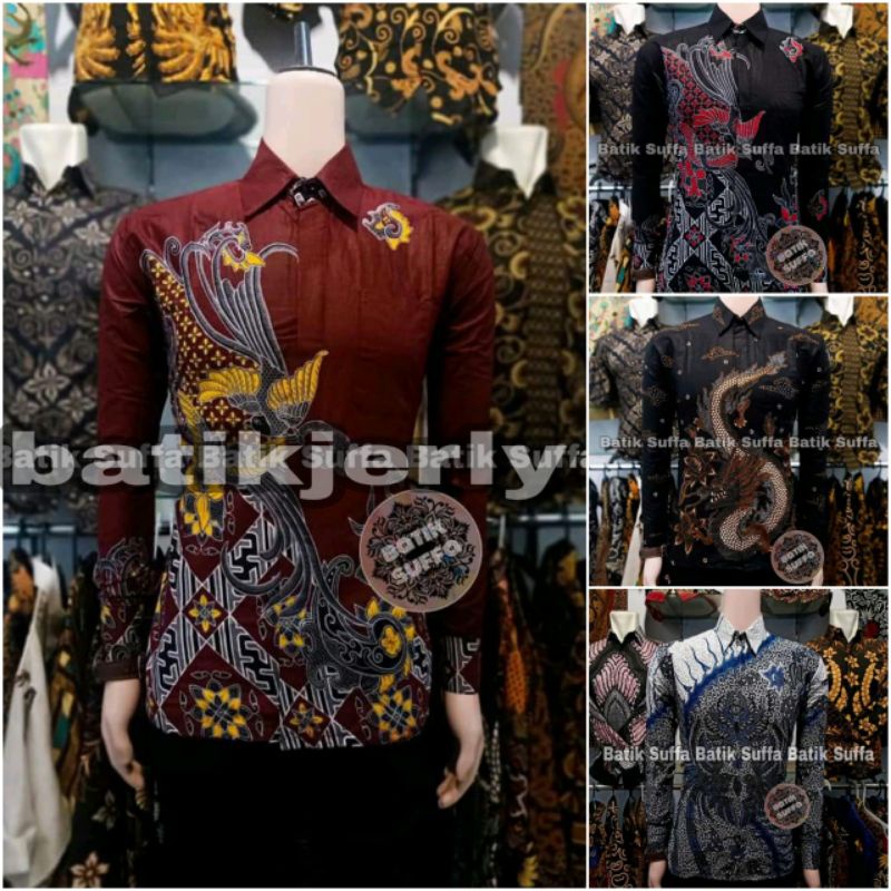 Baju batik Pria Slimfit Big Size M L XL XXL Atasan Kemeja Batik Lengan Panjang Original