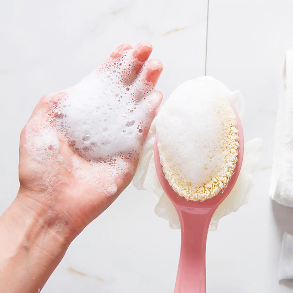 Sikat Punggung Badan dengan Shower Puff untuk Mandi