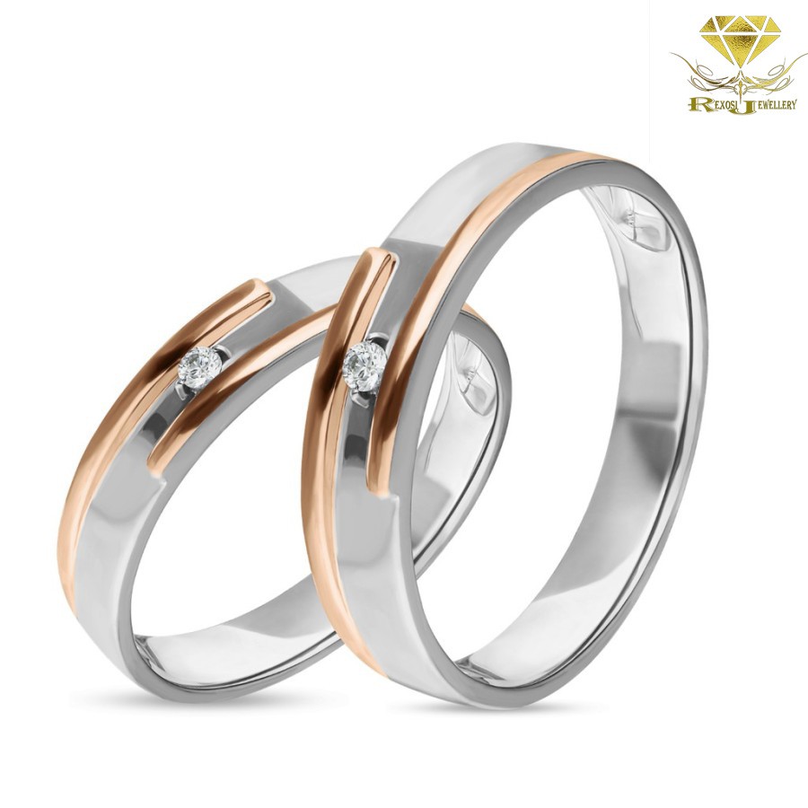Cincin Couple Emas Berlian Eropa ASLI ORIGINAL Putih Kawin Nikah Tunangan Wedding Pria Wanita DZEORA