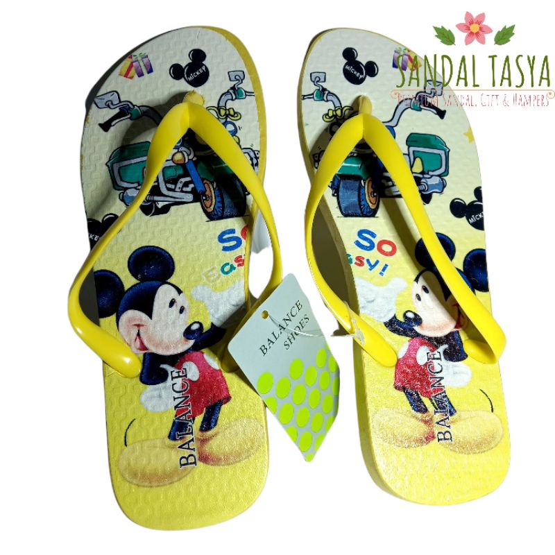 Sandal Jepit Jelly Wanita Import Balance 122-1 Original Flat Korea Karet Teplek Anak Remaja Perempuan Karakter Mickey Lucu Terbaru