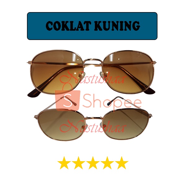 Kacamata Wanita dan Pria Fashion Aksesoris Gaya Pantai Frame Metal Sunglasses Kacamata Anti UV Lensa Gradasi FREECASE