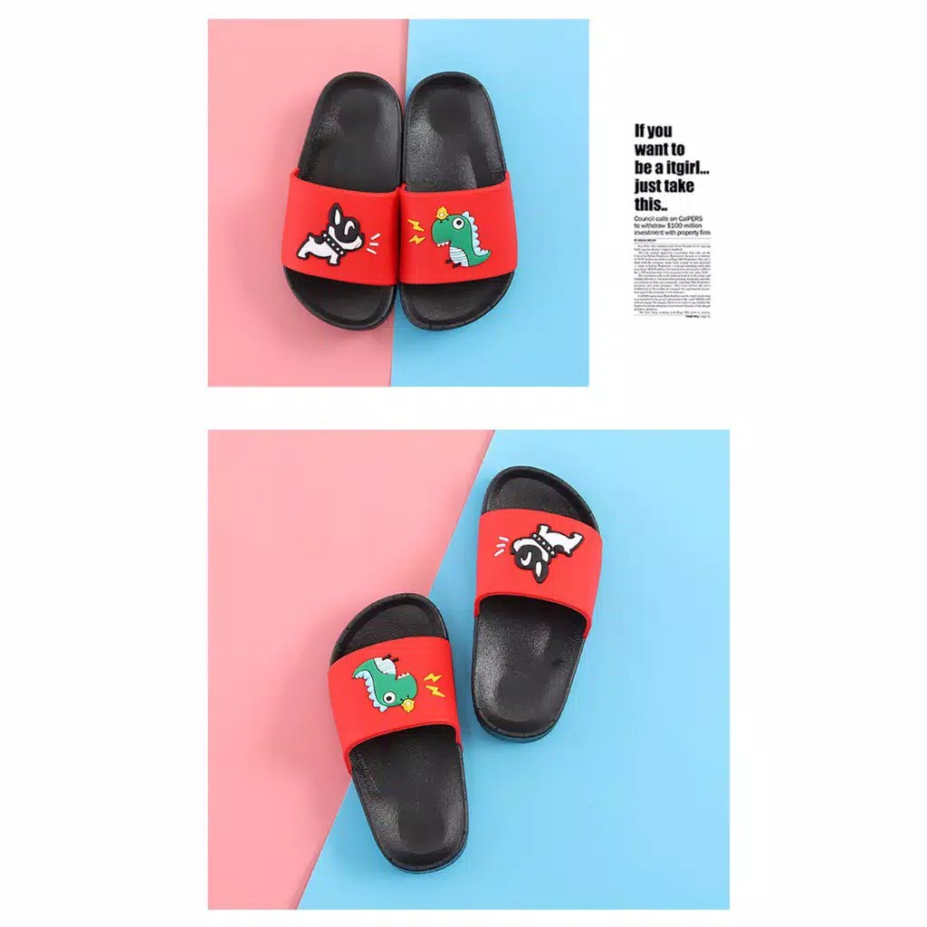 SANDAL DINO Sandal selop karet lucu anak, Sandal anak dino lucu