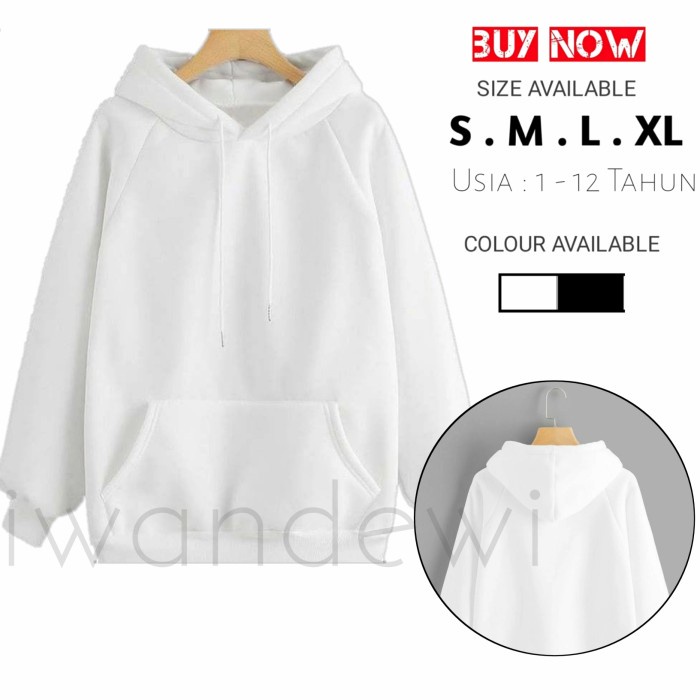 Jaket Hoodie Anak laki laki Polos/Jaket/ Hoodie anak perempuan polos - Putih, S