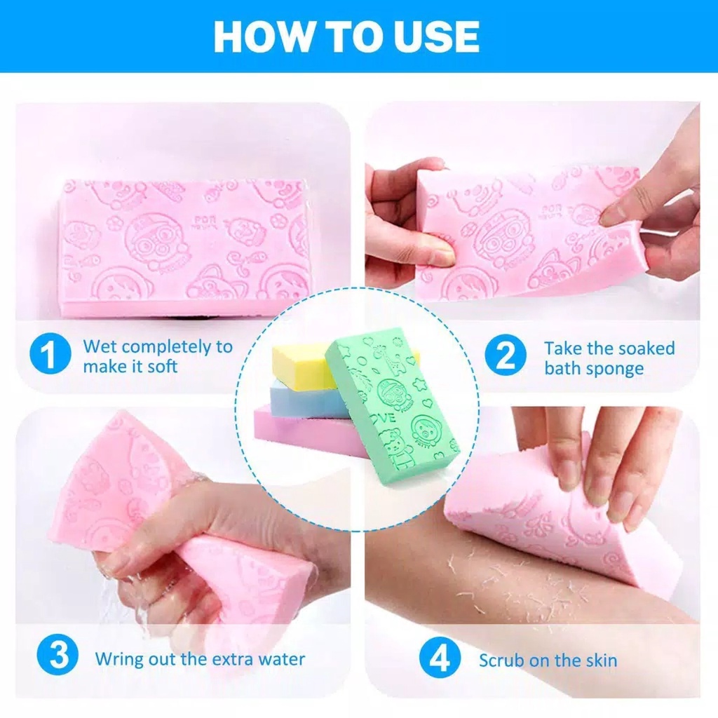 Spon Mandi Pengangkat Daki Sponge Lembut Anti Bakteri Shower Bath