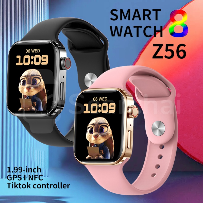 jam tangan pria✅IWO Series 8 Z56 Smart Watch with NFC 1.99 inches Square Screen Bluetooth Call IP67 Waterproof Long Standby Watches Heart Rate Monitor Fitness Tracker PK DT7 W27 Pro Smartwatch