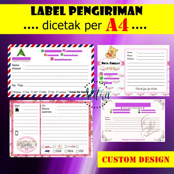 

(Harga per A4) Cetak Kertas Label Pengiriman Kertas Kirim Kertas Olshop Paket