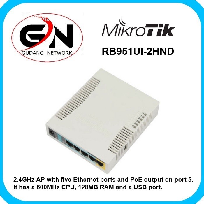 Jual MIKROTIK ROUTER WIRELESS RB951UI-2HND/ RB 951UI / MIKROTIK 951UI ...