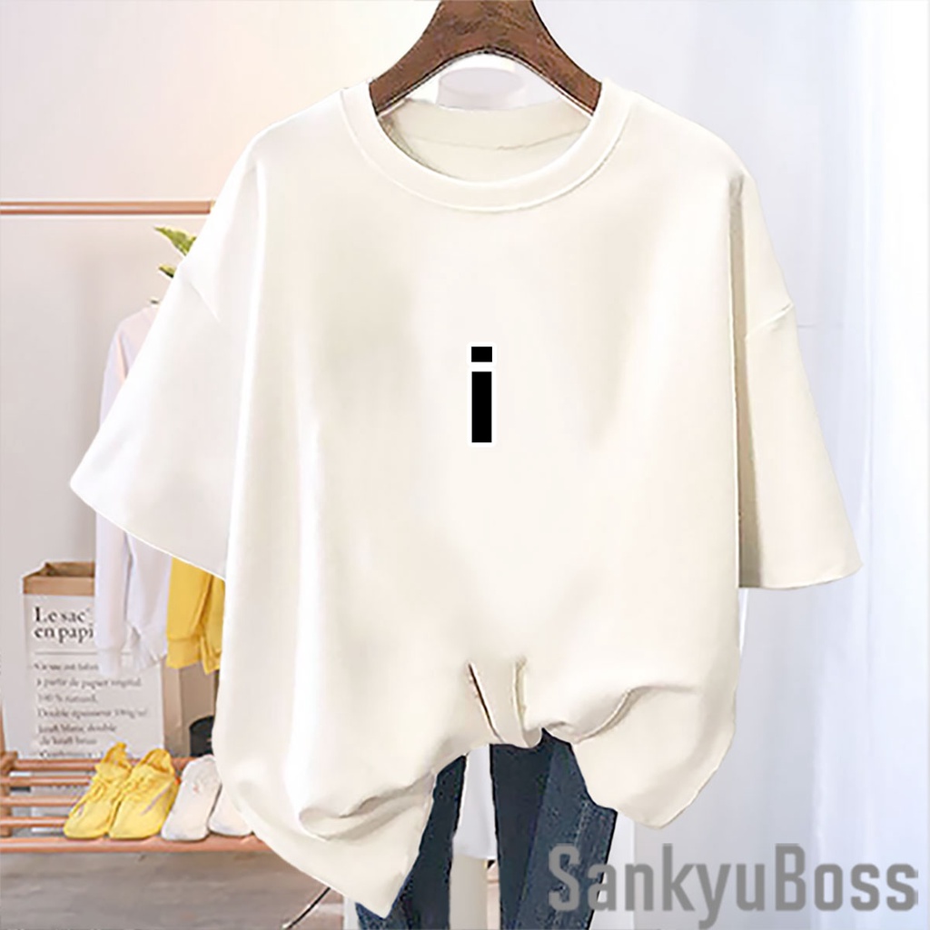 SANKYUBOSS - KAOS INISIAL i / TSHIRT DISTRO KEKINIAN / ATASAN WANITA HIJAB / BAJU WARNA LILAC / KAOS