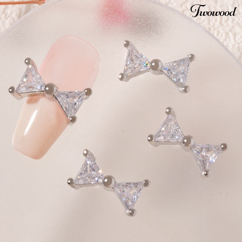 Ornamen Kuku 3D Bentuk Pita Bahan Cubic Zirconia Tahan Korosi Untuk Dekorasi Nail Art Wanita