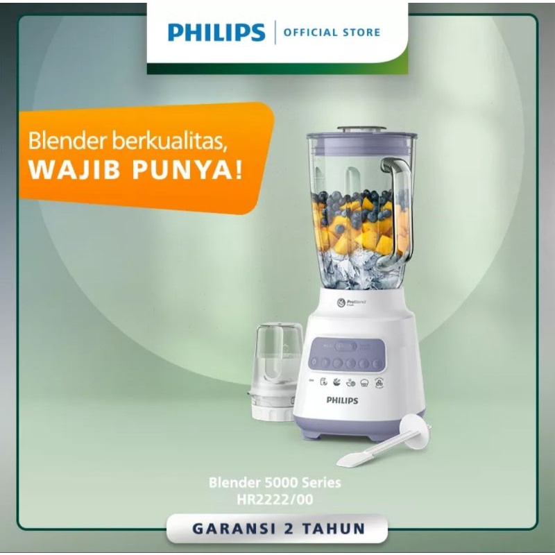 BLENDER PHILIPS HR2222/00 GLASS JAR/BLENDER PHILIPS GELAS KACA with 4 Mata Pisau, Thermostat Protect
