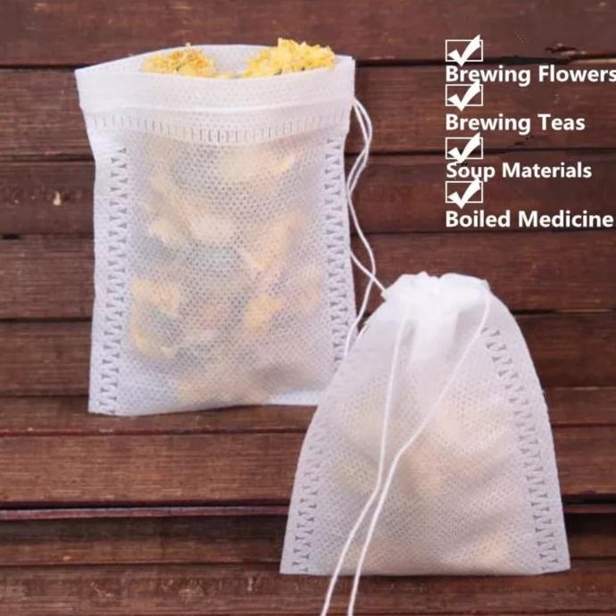 

`````````] Kantong teh serut 5x7 teabag / coffebag isi 100 pcs