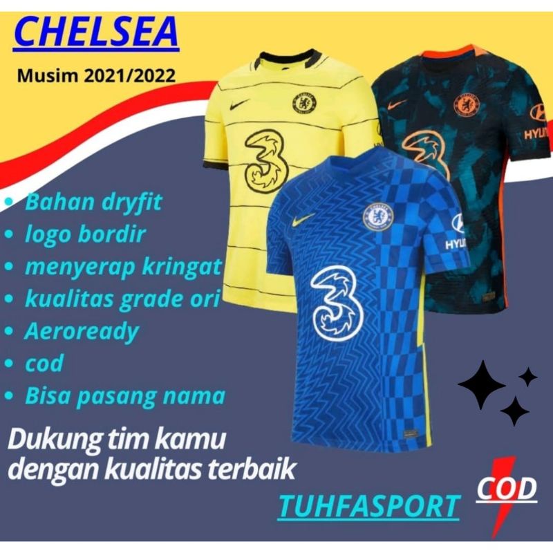 Jersey bola chelsea_away 2021 2022 grade_ori_import thailand baju bola chelsi kaos bola dewasa jersy