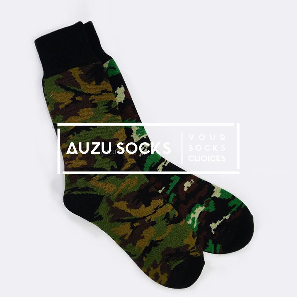 Kaos kaki tebal outdoor PDL tentara polisi militer hiking harpist - Hitam hijau kamuflase / loreng-1