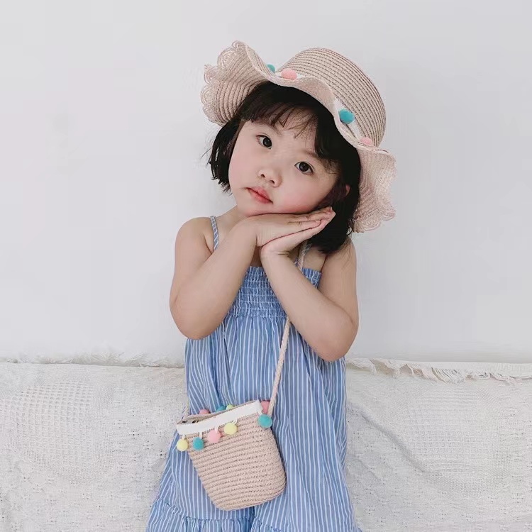 Topi Pantai Anak-Anak Bahan Jerami Musim Panas Korean Fashion Kids