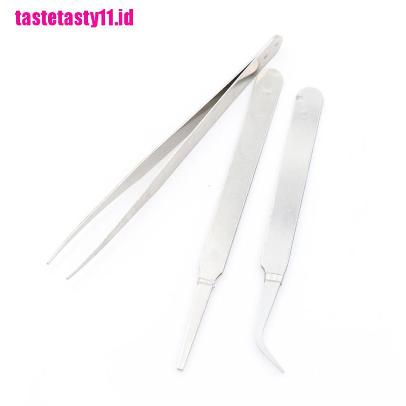 3pcs / set Pinset Presisi Bahan Stainless Steel Untuk Alat Perbaikan Perakitan