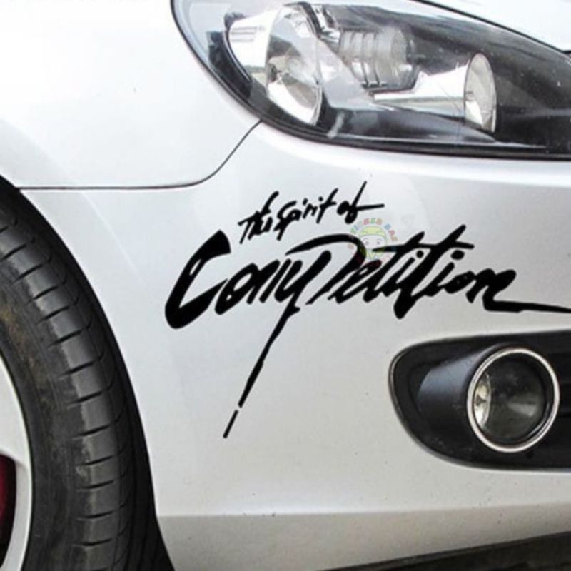 Sticker mobil the spirit of competition cuting sticker kap depan mobill