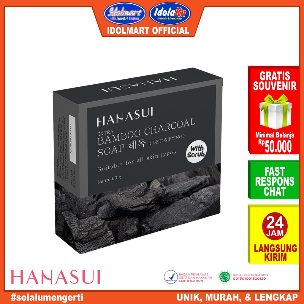 IDOLAKU Hanasui Bamboo Charcoal Bar Soap 60gr