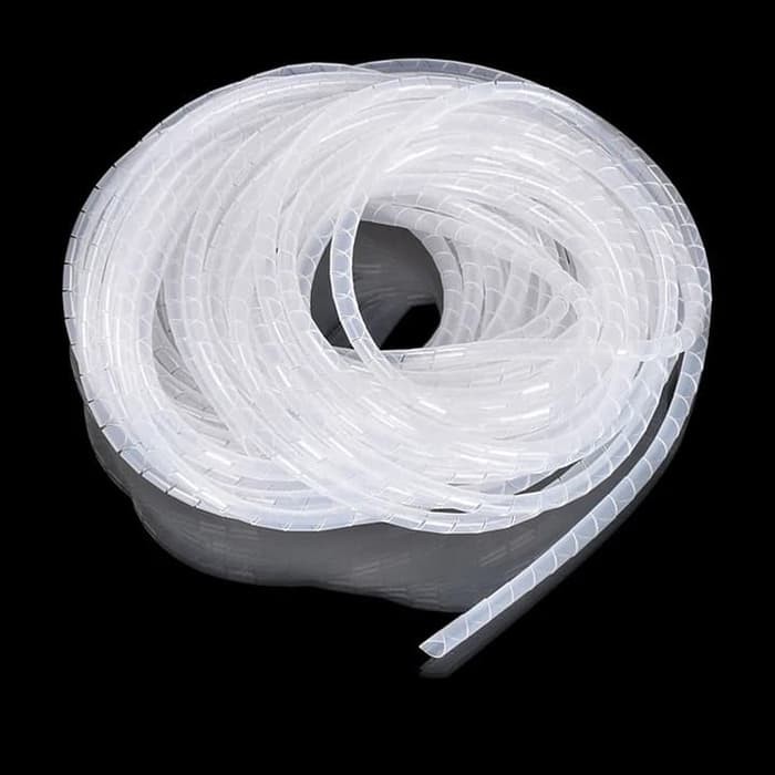 Kabel Spiral 6mm Pembungkus Perapi Cable White Clear Premium Spiral wrapping band 6 mm