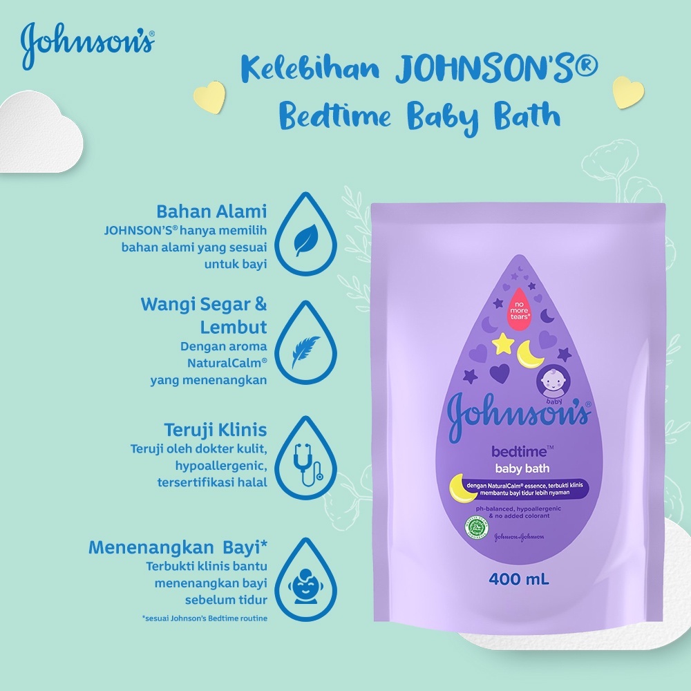 JOHNSON'S Bedtime Hair &amp; Body Baby Bath - Sabun Bayi 2in1 Refill 400ml