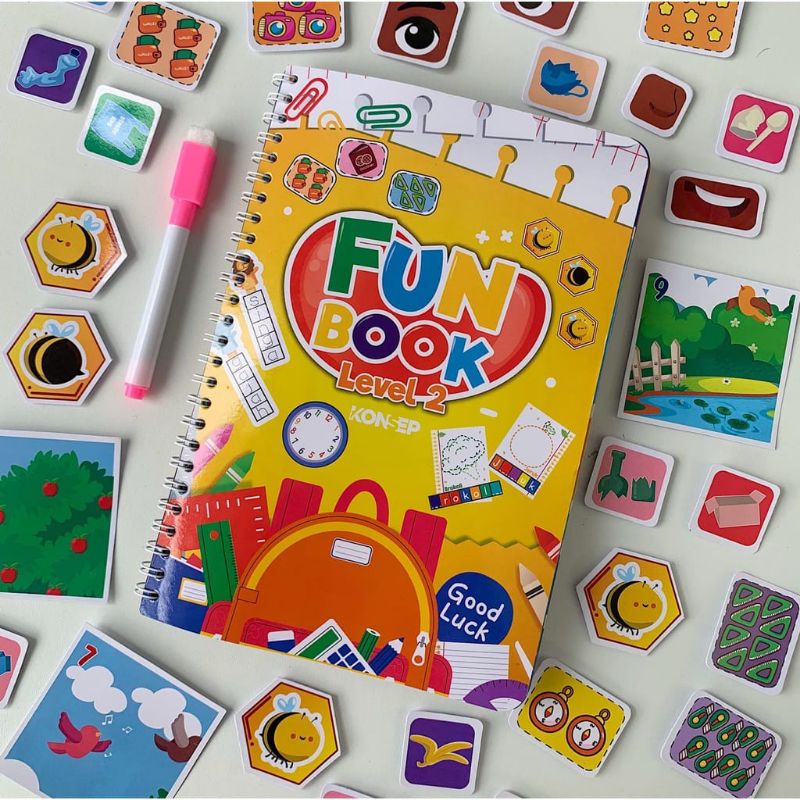 Konsep Funbook Level 1-3 Busy Book Buku Aktivitas Edukasi Anak TK Paud Toddler Preschool