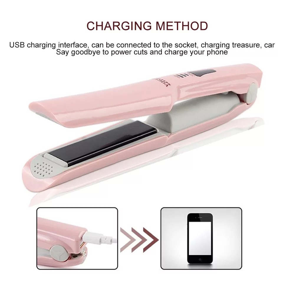 Catok Rambut Usb Portable Mini Tanpa Kabel - Traveler Hair Straight