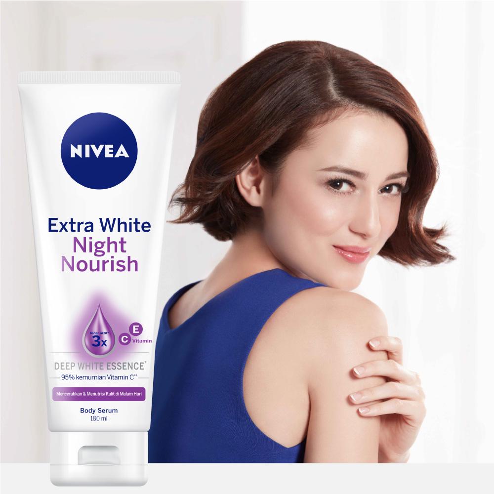 nivea extra white night nourish body serum 180 ml