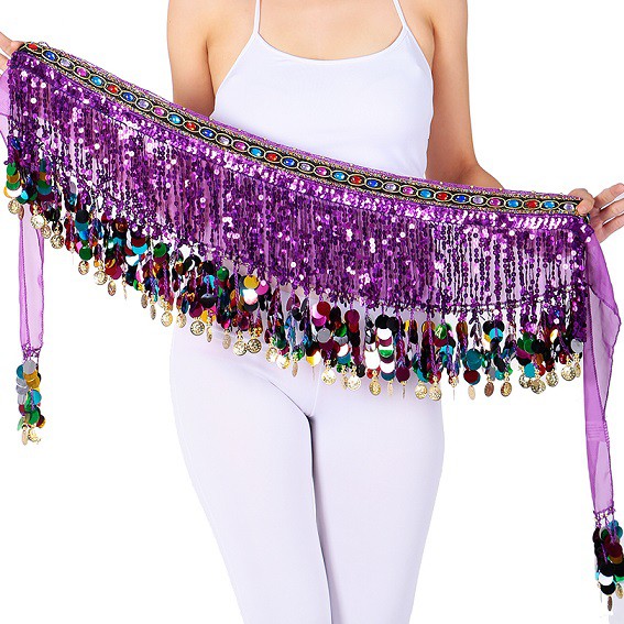 BELLY DANCE TRIBAL TARI PERUT MESIR INDIA SEQUIN PAYET KOIN SELENDANG KOSTUM ROK ZUMBA HIP SCARF