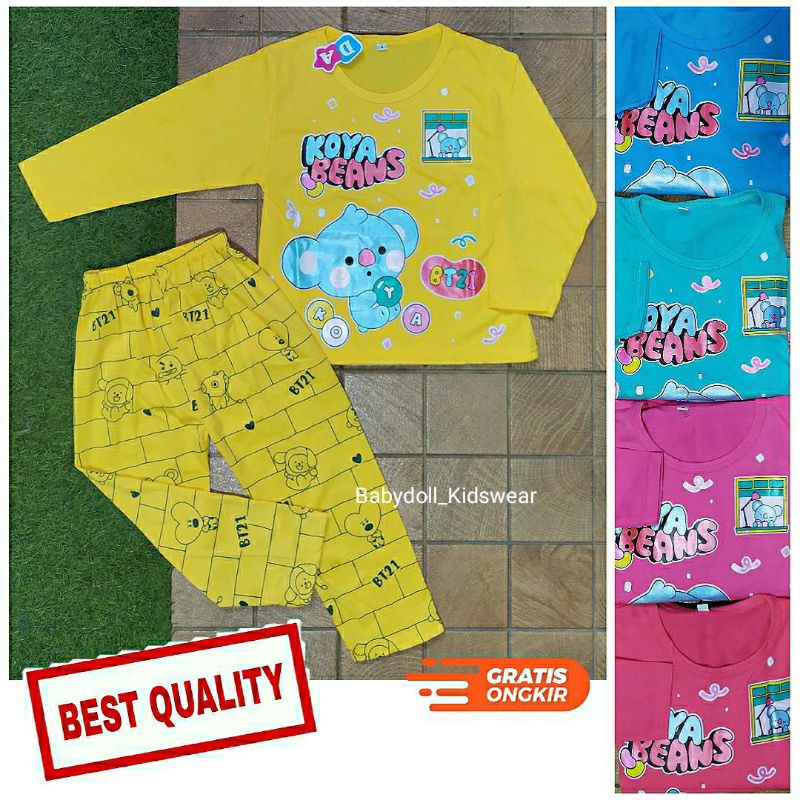 Piyama Anak Perempuan BTS Setelan Baju Tidur Panjang Anak Perempuan 2-10 Tahun by Dedina Kids