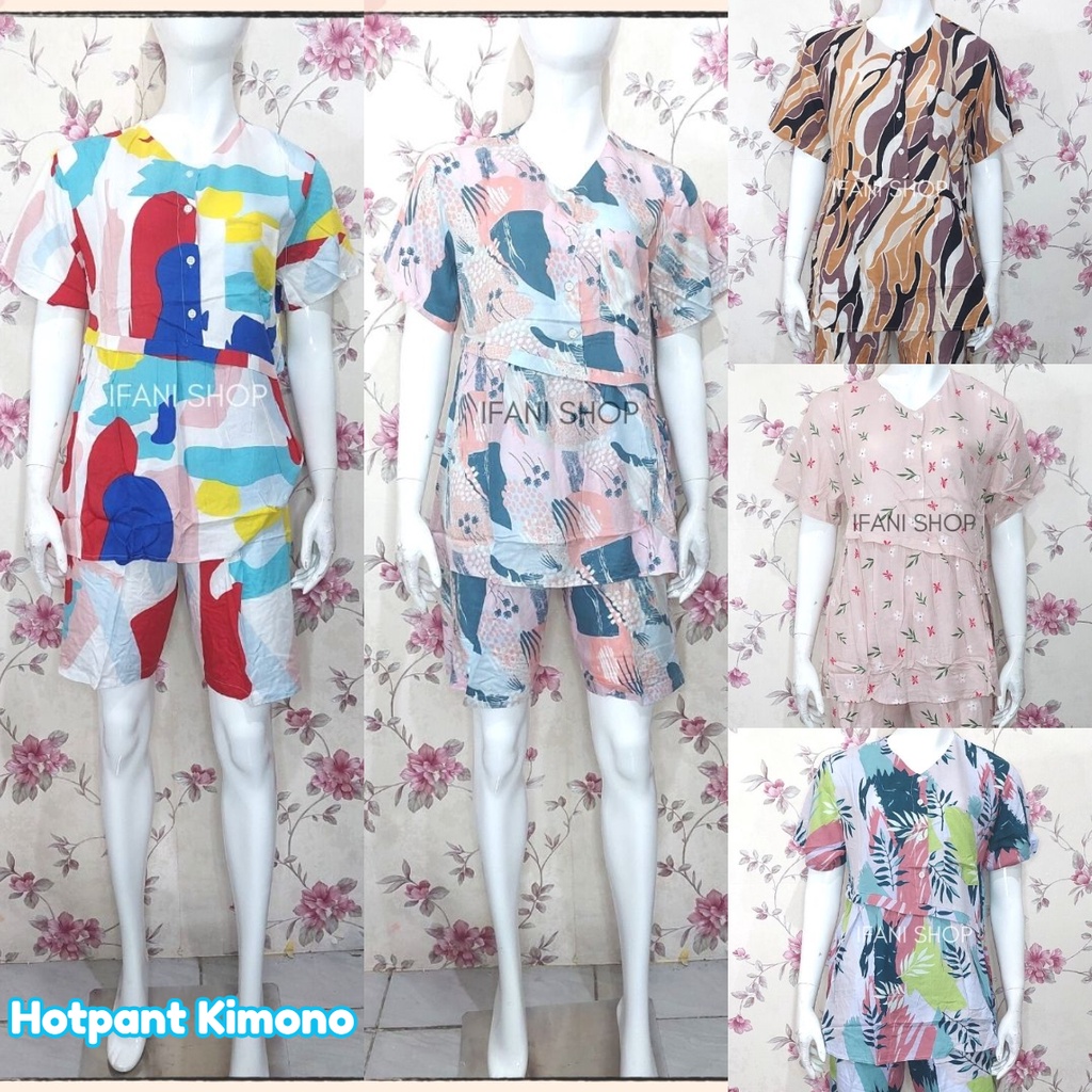 IFANI || HOTPANT || Kimono Tali || One Set || Setelan || Rayon Viscose || Amro || Setelan Busui || S