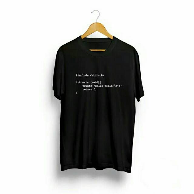 Kaos CODE PROGRAMMER HELLO WORLD CODING C++ NOTEPAD++ TEKNIK INFORMATI Baju Distro Pria