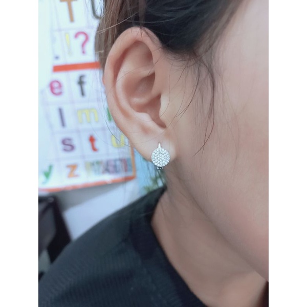 ANTING PERAK 925 ASLI LAPIS EMAS/ANTING JEPIT BULAT MATA PUTIH COR/ANTING ASLI SILVER/ANTING FASHION WANITA