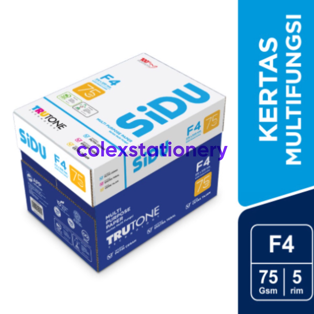 

(Khusus Pengiriman Instant) Kertas Hvs / Kertas Fotokopi Sidu F4 75 Gram (1 Dus)