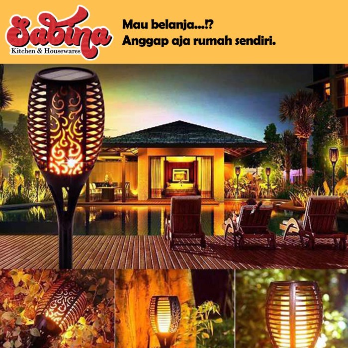 Lampu Solar Hias Taman 33 LED Model Api Flame Torch Outdoor Light