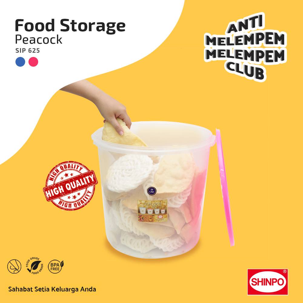 ( BISA COD ) PROMO Shinpo SIP-625 / SIP-630 Peacock Series / Toples Plastik Polos / Tempat Cemilan / Food Storage / Wadah Makanan