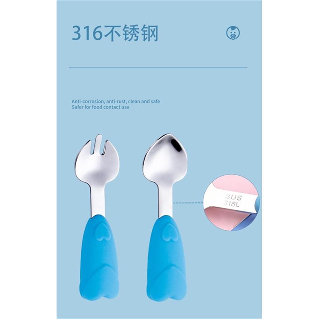 JMILO Premium Silicon suction plate sendok garpu anak Heart Hati Love