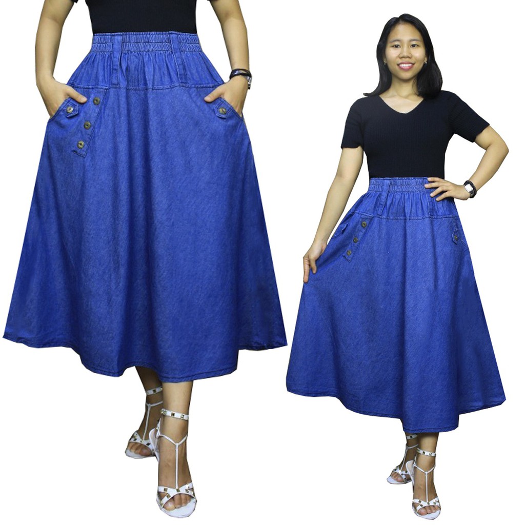 SB Collection Rok Payung Kiranti Midi Jeans Jumbo Wanita