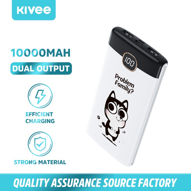 PROMO - Kivee power bank 10000mah Original DUAL USB TYPE-C - power bank pas charger karakter lucu - power bank 10000mah 2.1A dual USB LED digital display - PowerBank 18W 10000Mah dual USB portable QC3.0+PD fast charging - power bank type c past charging