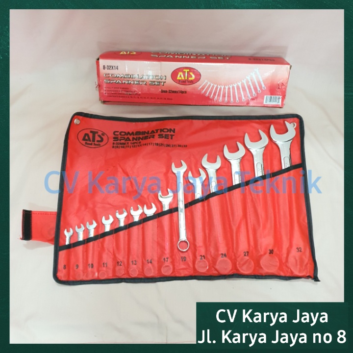 Kunci Ring Pas Set 14 Pcs ATS / Combination Wrench Set (8-32) mm