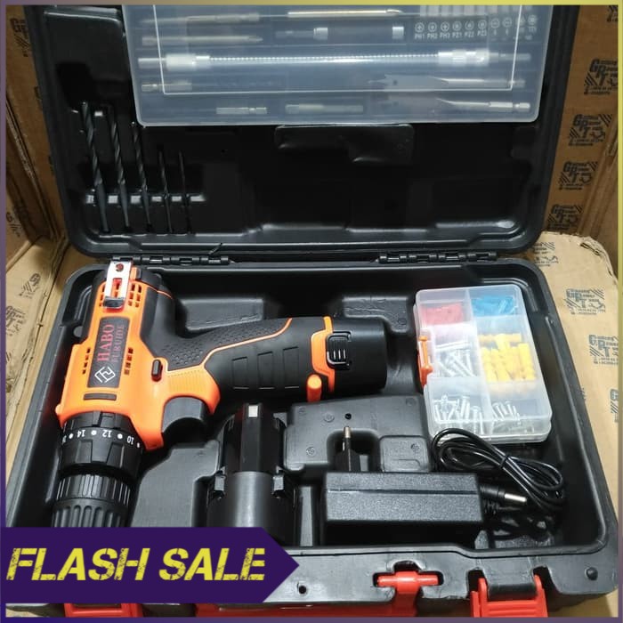 Paket Mesin Bor Baterai Cordless Impact Drill Bor Beton 12V