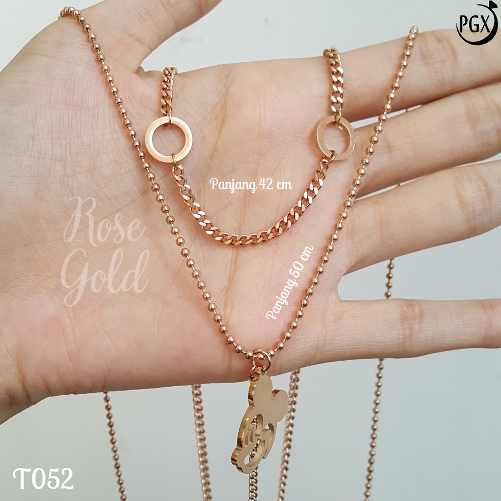 PGX Kalung Titanium Wanita Anti Karat Aksesoris Fashion Perhiasan Premium - T062