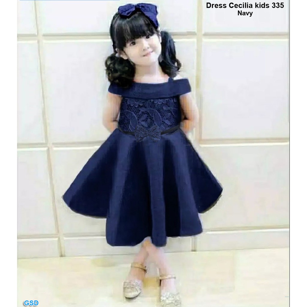 Dress Kids Cecilia 335/ Dress Anak Brukat Cantik/ Baju Ulang Tahun Anak Perempuan Motif Gliter